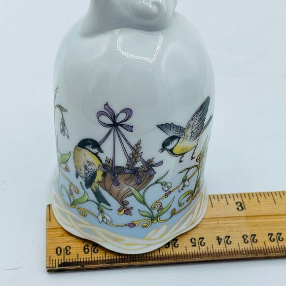 Vintage German Hutschenreuther Porcelain Bell Januar Germany Signed Birds & Sun - Picture 8 of 8